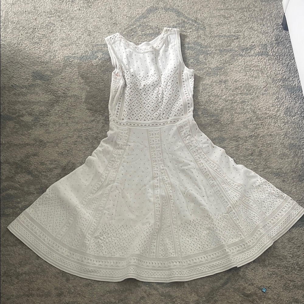 PAULE KA White Textured Mini Dress
